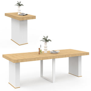 IDMarket - Consola extensible EDEN 10 personas 235cm madera y blanco