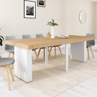 IDMarket - Consola extensible EDEN 10 personas 235cm madera y blanco