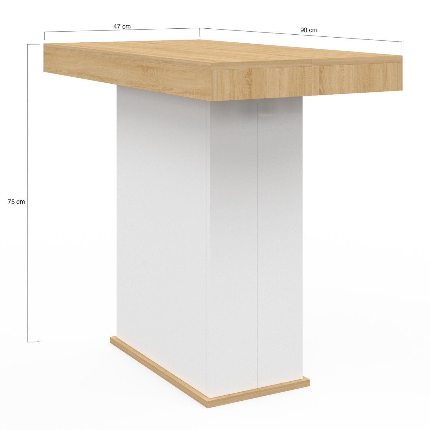 IDMarket - Consola extensible EDEN 10 personas 235cm madera y blanco