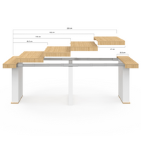 IDMarket - Consola extensible EDEN 10 personas 235cm madera y blanco
