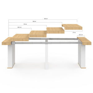 IDMarket - Consola extensible EDEN 10 personas 235cm madera y blanco
