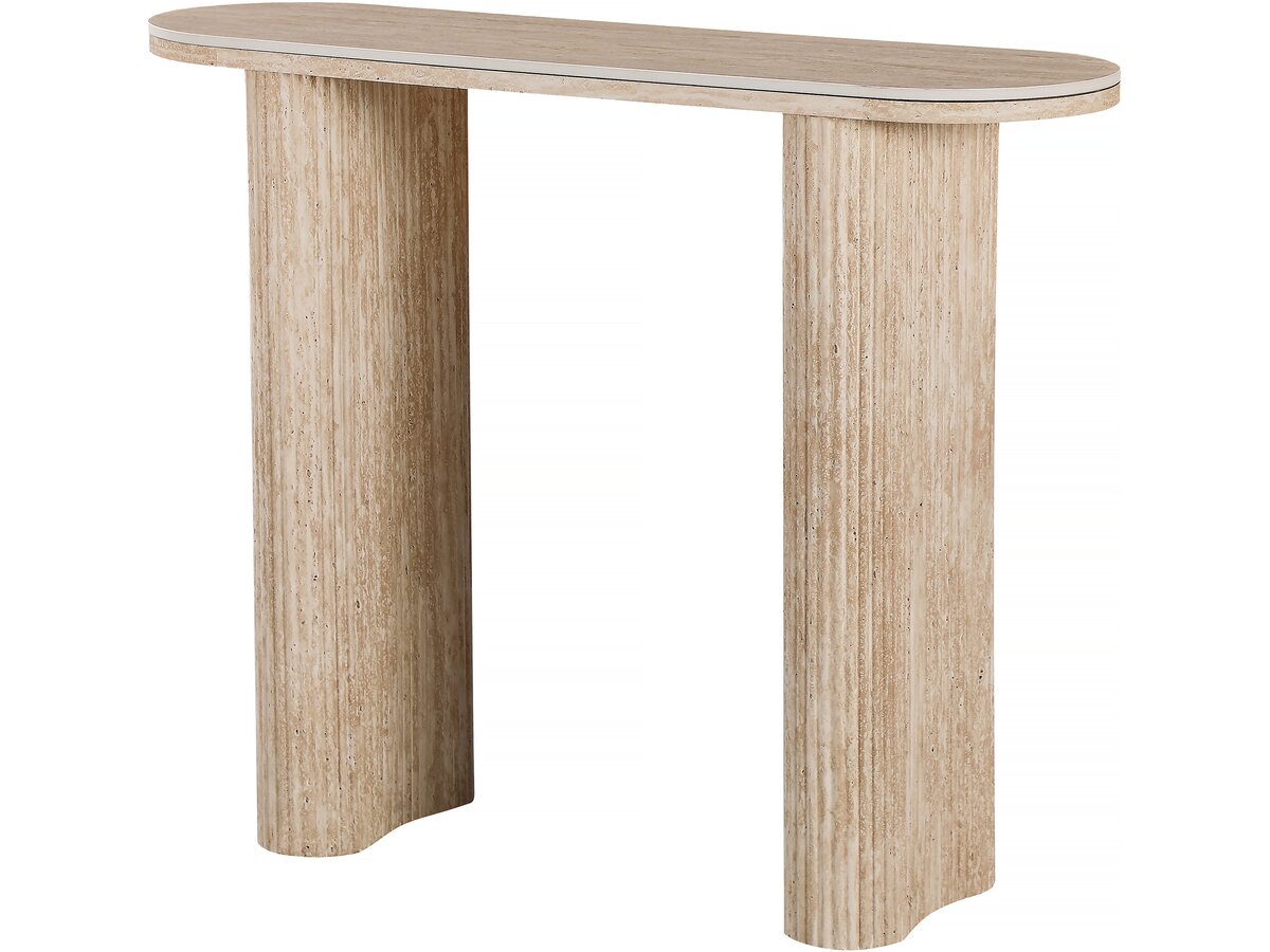 Consolle in travertino e ceramica "Alba" - 100 x 30 x 80 cm - Marrone