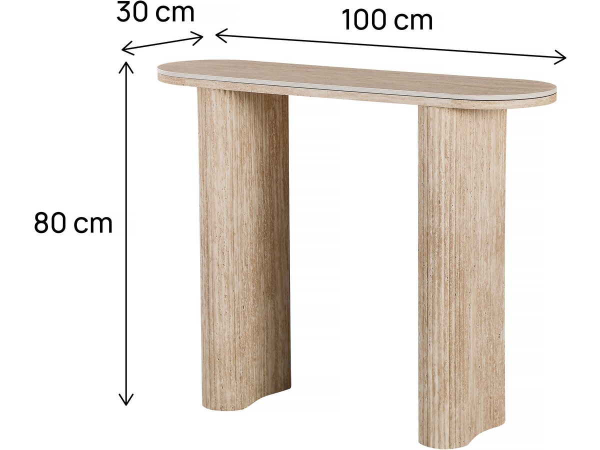 Consolle in travertino e ceramica "Alba" - 100 x 30 x 80 cm - Marrone