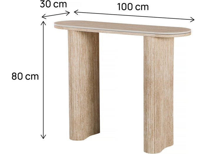 Consolle in travertino e ceramica "Alba" - 100 x 30 x 80 cm - Marrone
