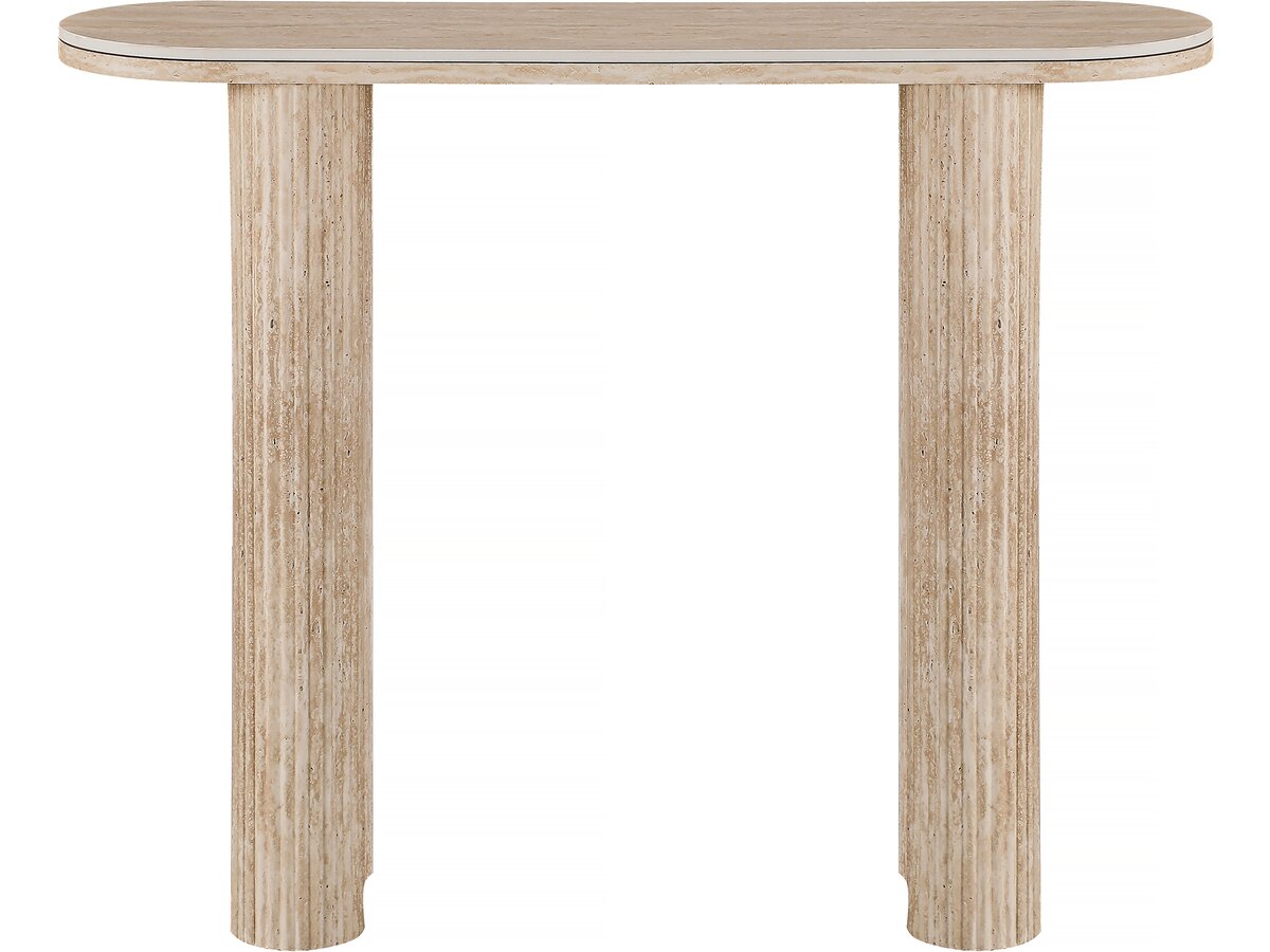 Consolle in travertino e ceramica "Alba" - 100 x 30 x 80 cm - Marrone