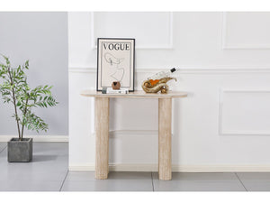 Consolle in travertino e ceramica "Alba" - 100 x 30 x 80 cm - Marrone