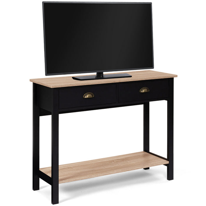 IDMarket - Console a 2 cassetti campagna ISIS 1 ripiano legno e nero