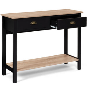 IDMarket - Console a 2 cassetti campagna ISIS 1 ripiano legno e nero