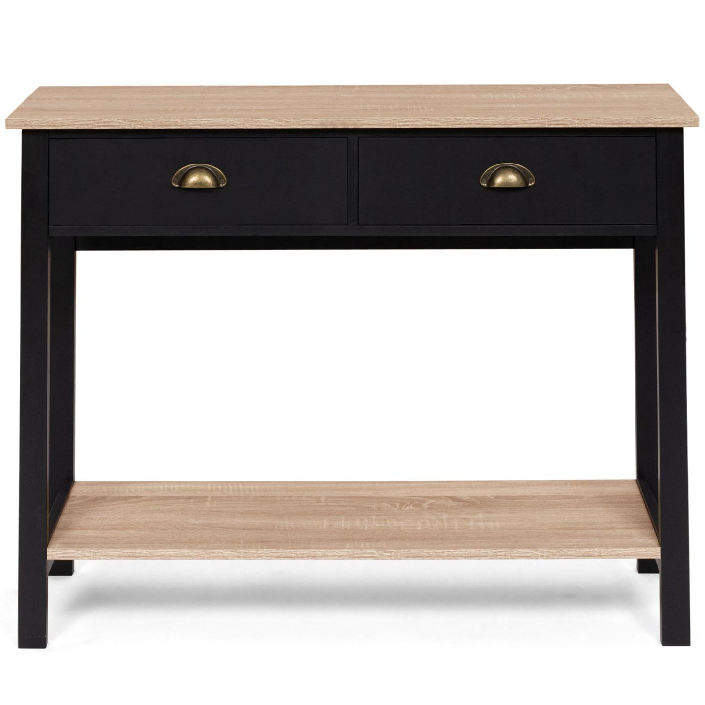 IDMarket - Console a 2 cassetti campagna ISIS 1 ripiano legno e nero