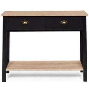 IDMarket - Console a 2 cassetti campagna ISIS 1 ripiano legno e nero