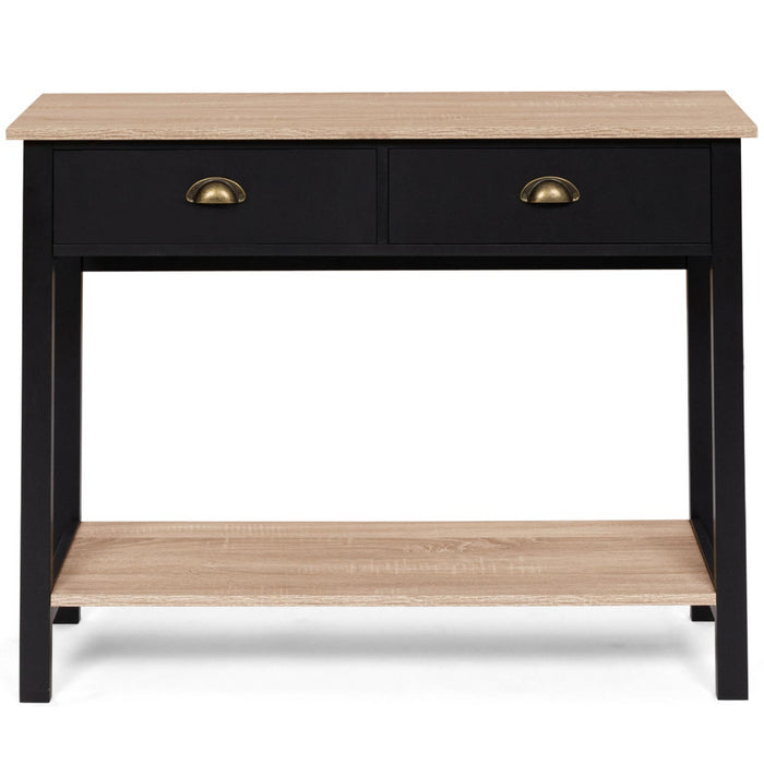 IDMarket - Console a 2 cassetti campagna ISIS 1 ripiano legno e nero