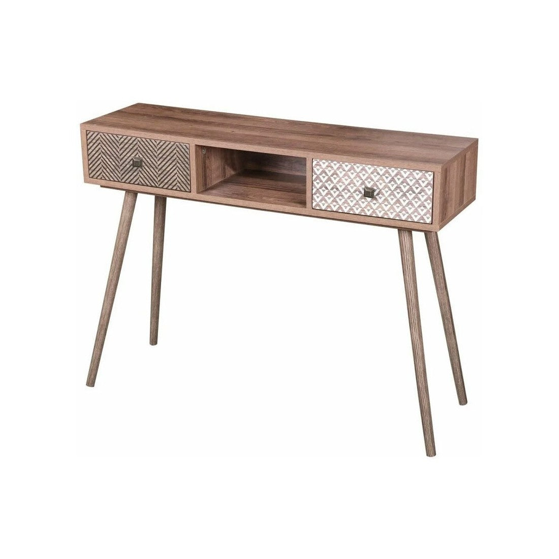 Consolle ALTA color rovere chiaro con 2 cassetti - Design scandinavo e pratico contenitore