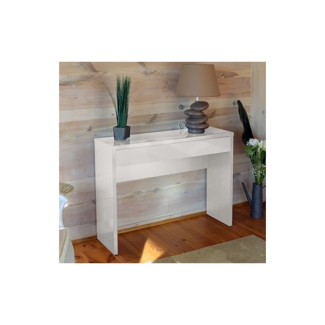 Consolle d''ingresso ARENA con cassetto in colore bianco lucido – Dimensioni 109 x 81 x 34 cm