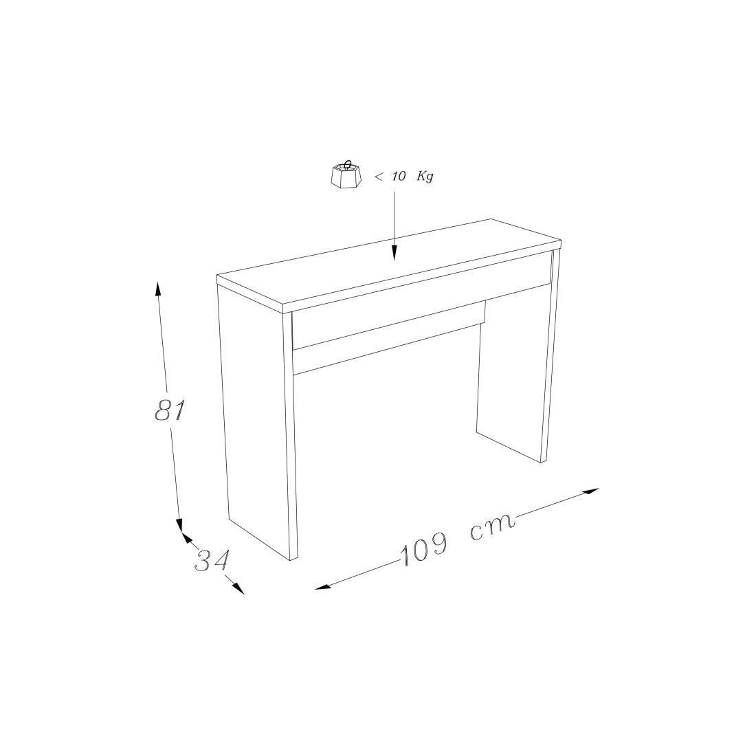 Consolle d''ingresso ARENA con cassetto in colore bianco lucido – Dimensioni 109 x 81 x 34 cm