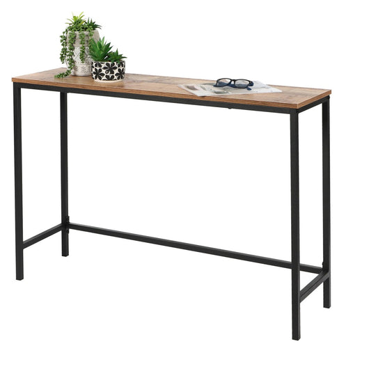 Consolle d''ingresso stile classico - Struttura in metallo nero, colore quercia invecchiata - 105x30x75 cm - Collezione OAKLANDER