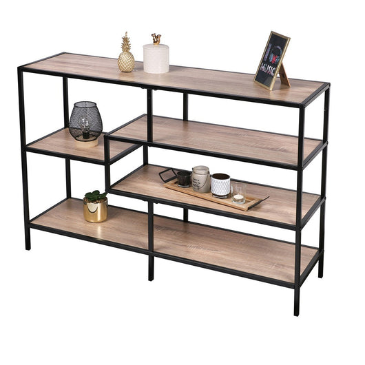 Consolle d'ingresso stile industriale collezione HOLBORN. Colore rovere e nero. 5 scaffali