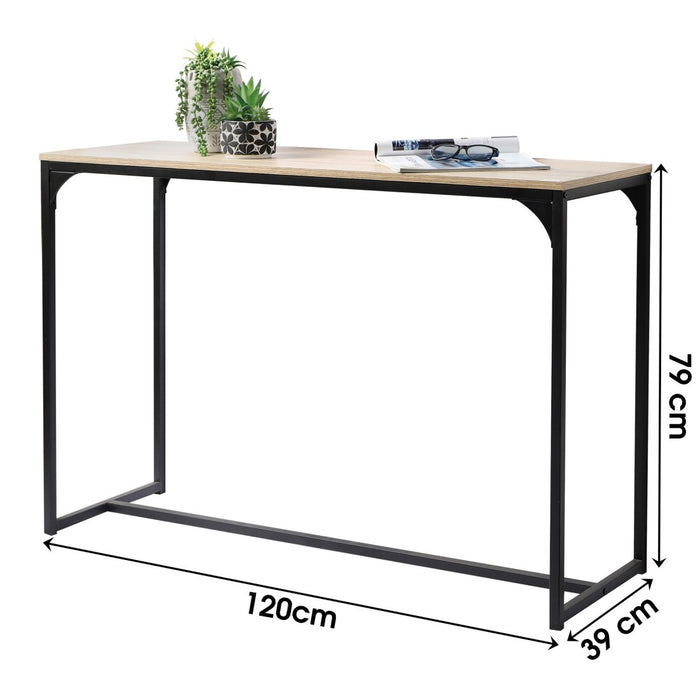 Consolle d''ingresso stile industriale collezione RANONG - Struttura in metallo nero e piano in colore rovere chiaro.