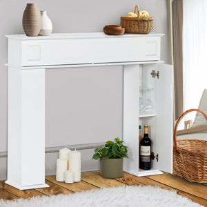 IDMarket - Console per caminetto mantello, portale camino bianco con immagazzinamento