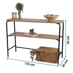 Consolle stile industriale collezione PAGNOL. Color rovere chiaro, struttura robusta in metallo nero.