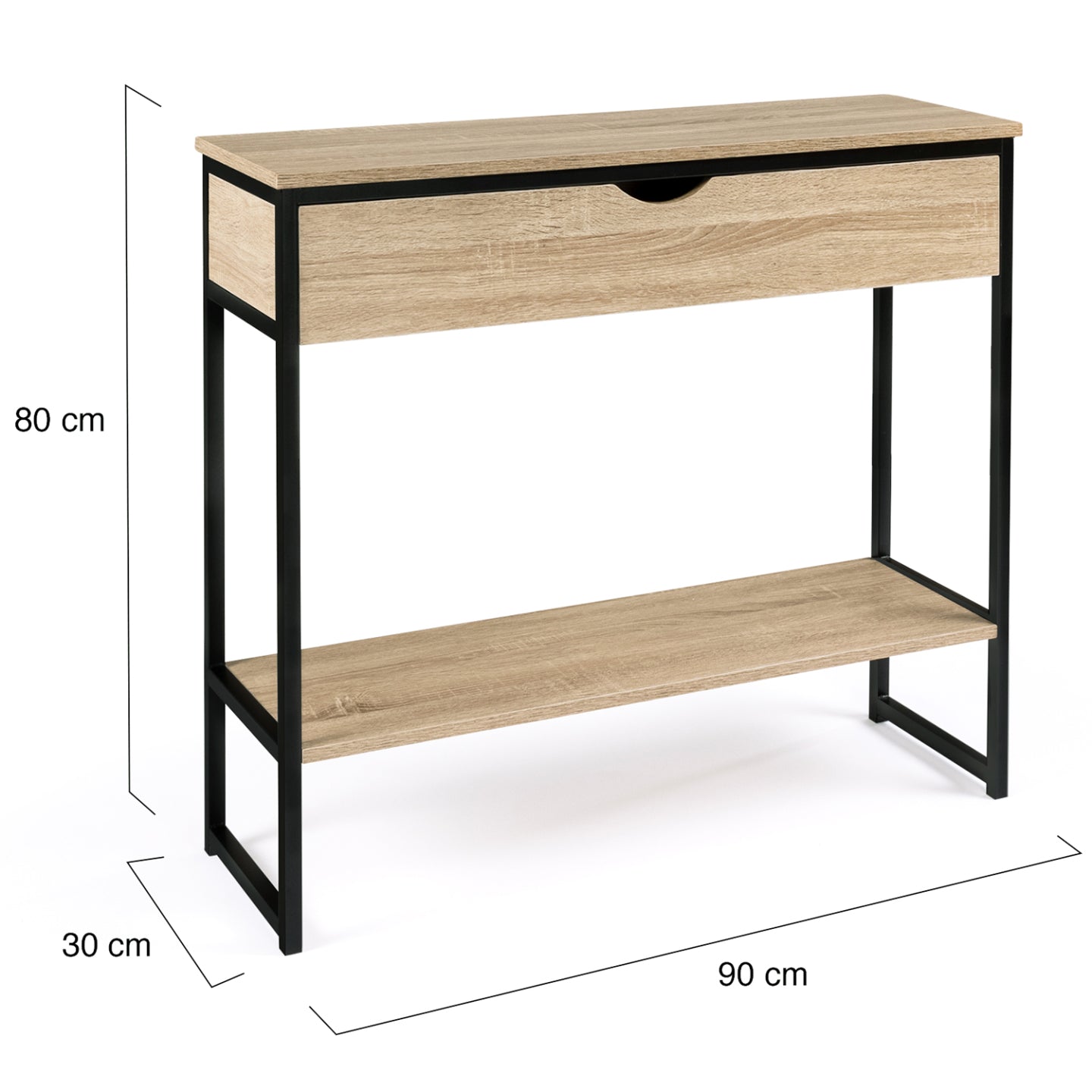 IDMarket - Consolle 1 cassetto DETROIT 1 ripiano design industriale