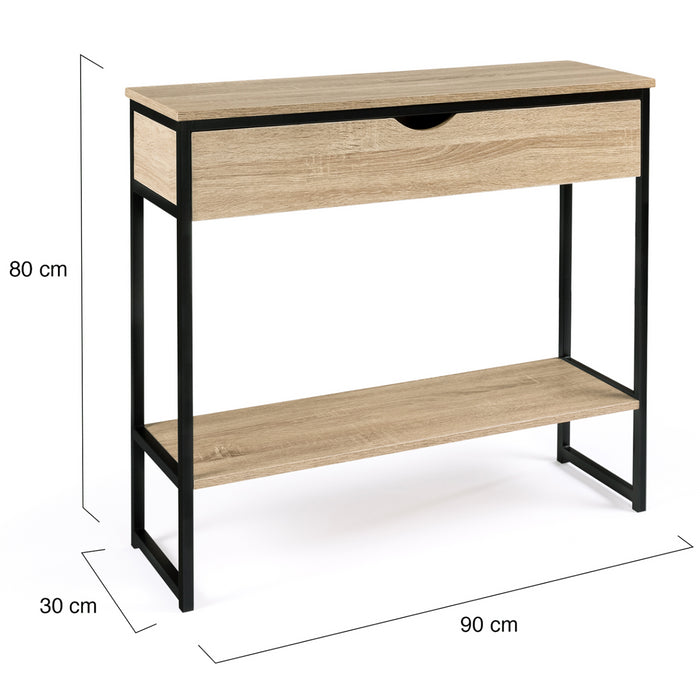 IDMarket - Consolle 1 cassetto DETROIT 1 ripiano design industriale