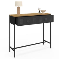 IDMarket - Consolle a 1 cassetto ESTER con piano in metallo nero e legno dal design industriale