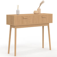 IDMarket - Consolle a 2 cassetti JULIETTE con doghe in legno color rovere