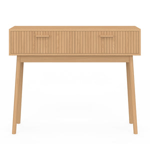 IDMarket - Consolle a 2 cassetti JULIETTE con doghe in legno color rovere