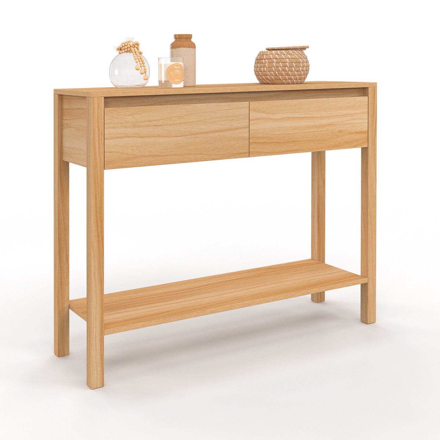 IDMarket - Consolle a 2 cassetti TOSCANE con 1 ripiano effetto teak