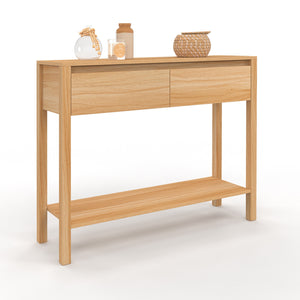 IDMarket - Consolle a 2 cassetti TOSCANE con 1 ripiano effetto teak