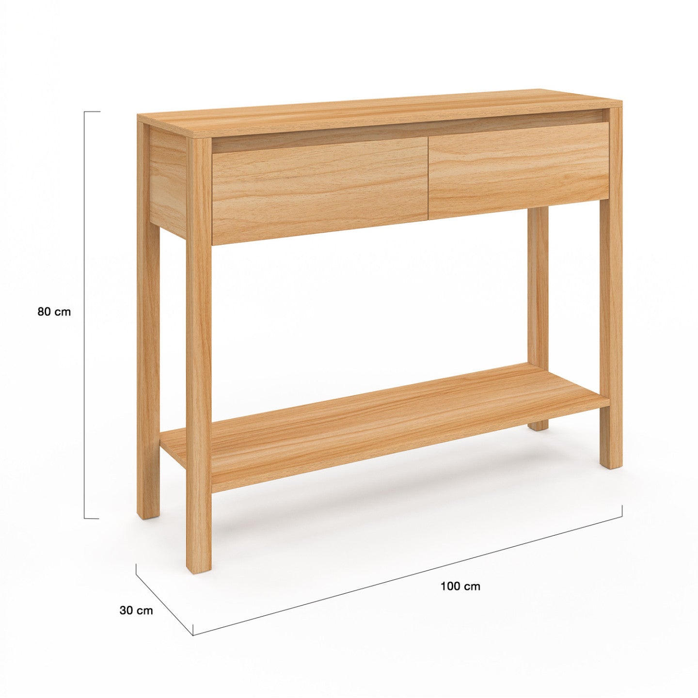 IDMarket - Consolle a 2 cassetti TOSCANE con 1 ripiano effetto teak