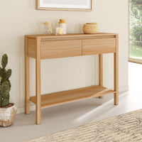 IDMarket - Consolle a 2 cassetti TOSCANE con 1 ripiano effetto teak