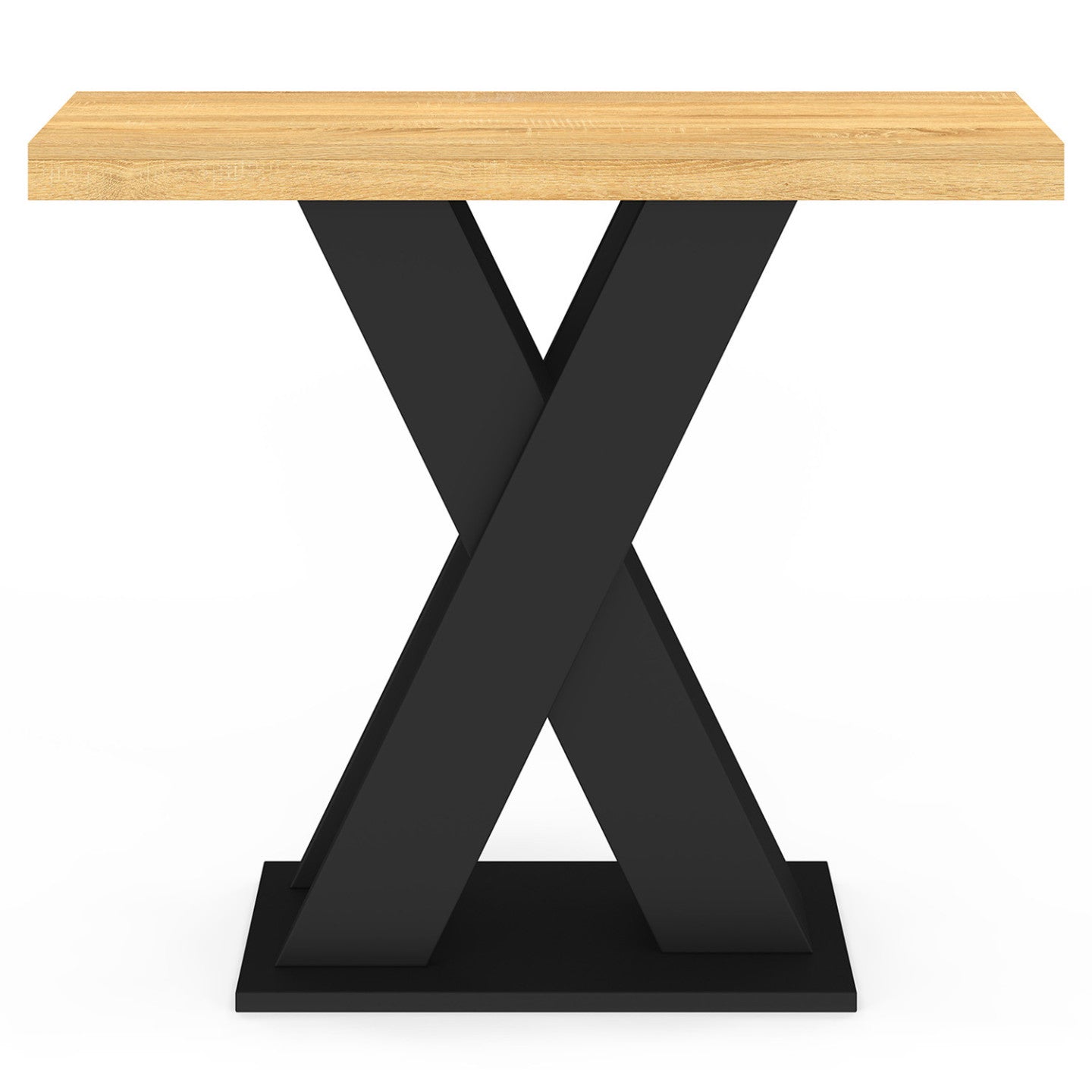 IDMarket - Consolle ALICIA con piano in legno e gamba a X nera