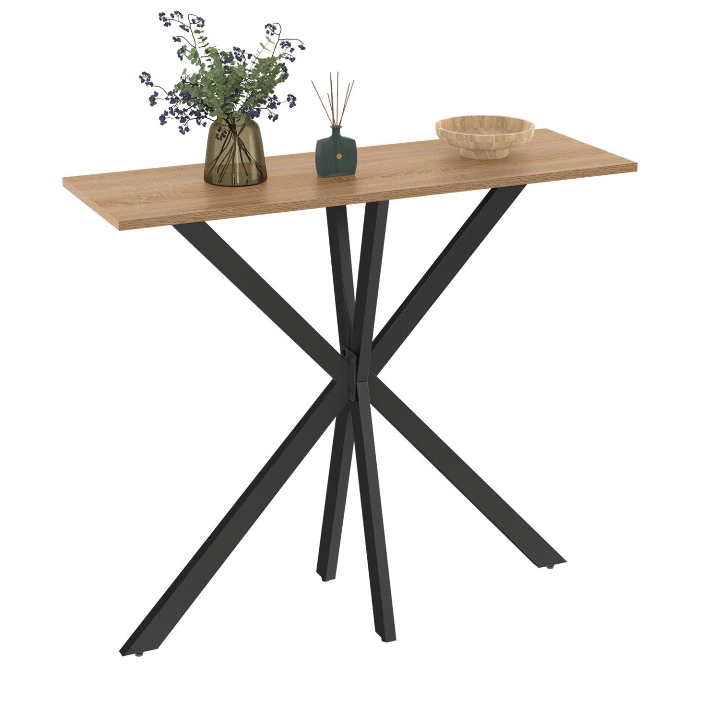 IDMarket - Consolle ALIX in legno e gambe a ragno nere