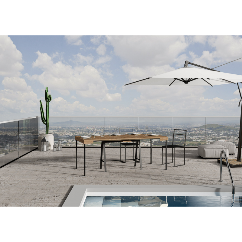 Consolle allungabile 90x40/290 cm Banco telaio Antracite - Abete Tinto