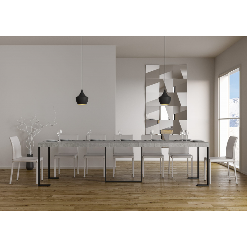 Consolle allungabile 90x40/300 cm Futura Premium telaio Antracite - Cemento