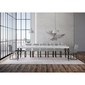 Consolle allungabile 90x40/300 cm Karamay Premium telaio Antracite - Bianco Frassino