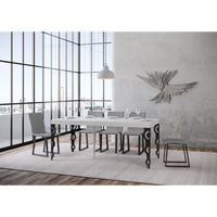 Consolle allungabile 90x40/300 cm Karamay Premium telaio Antracite - Bianco Frassino