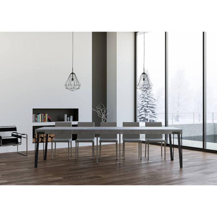 Consolle allungabile 90x40/300 cm Rio Premium telaio Antracite - Cemento