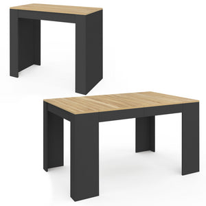 IDMarket - Consolle allungabile a 6 posti ORLANDO, 140 cm, legno nero e impiallacciato faggio