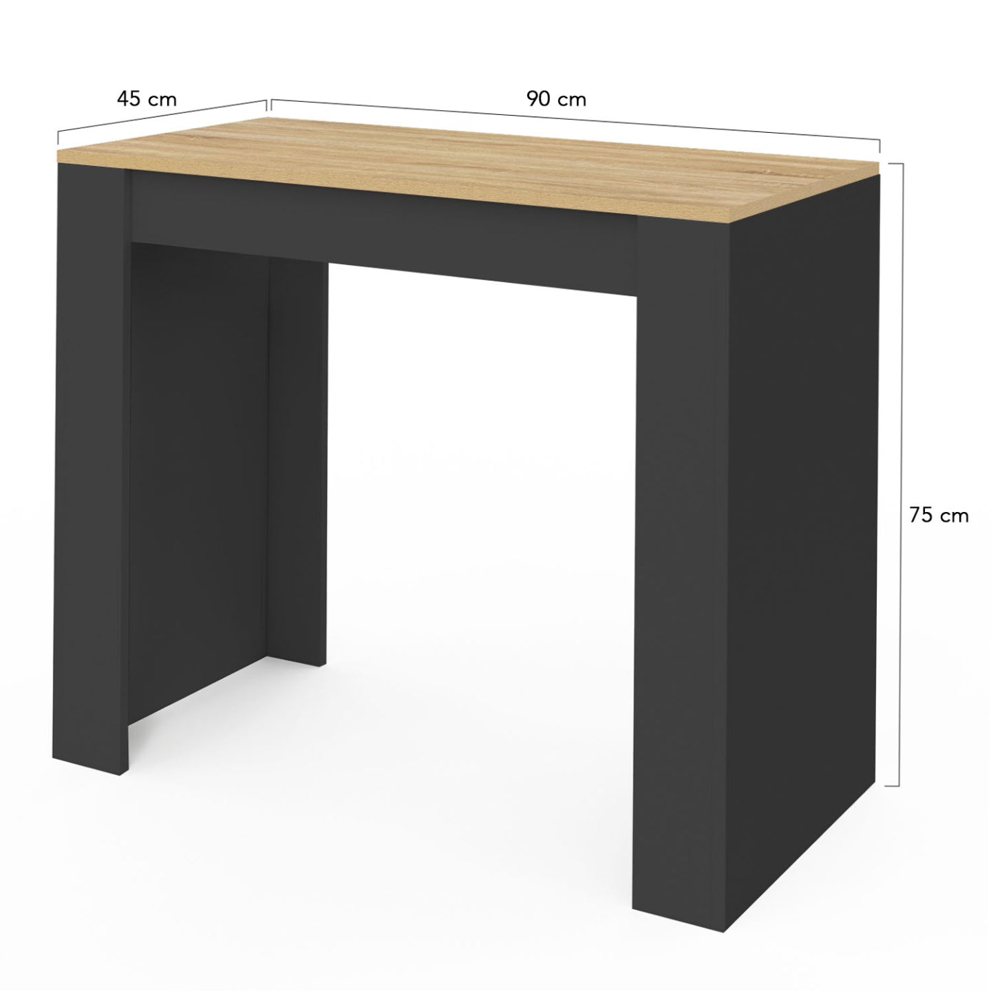 IDMarket - Consolle allungabile a 6 posti ORLANDO, 140 cm, legno nero e impiallacciato faggio