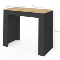 IDMarket - Consolle allungabile a 6 posti ORLANDO, 140 cm, legno nero e impiallacciato faggio