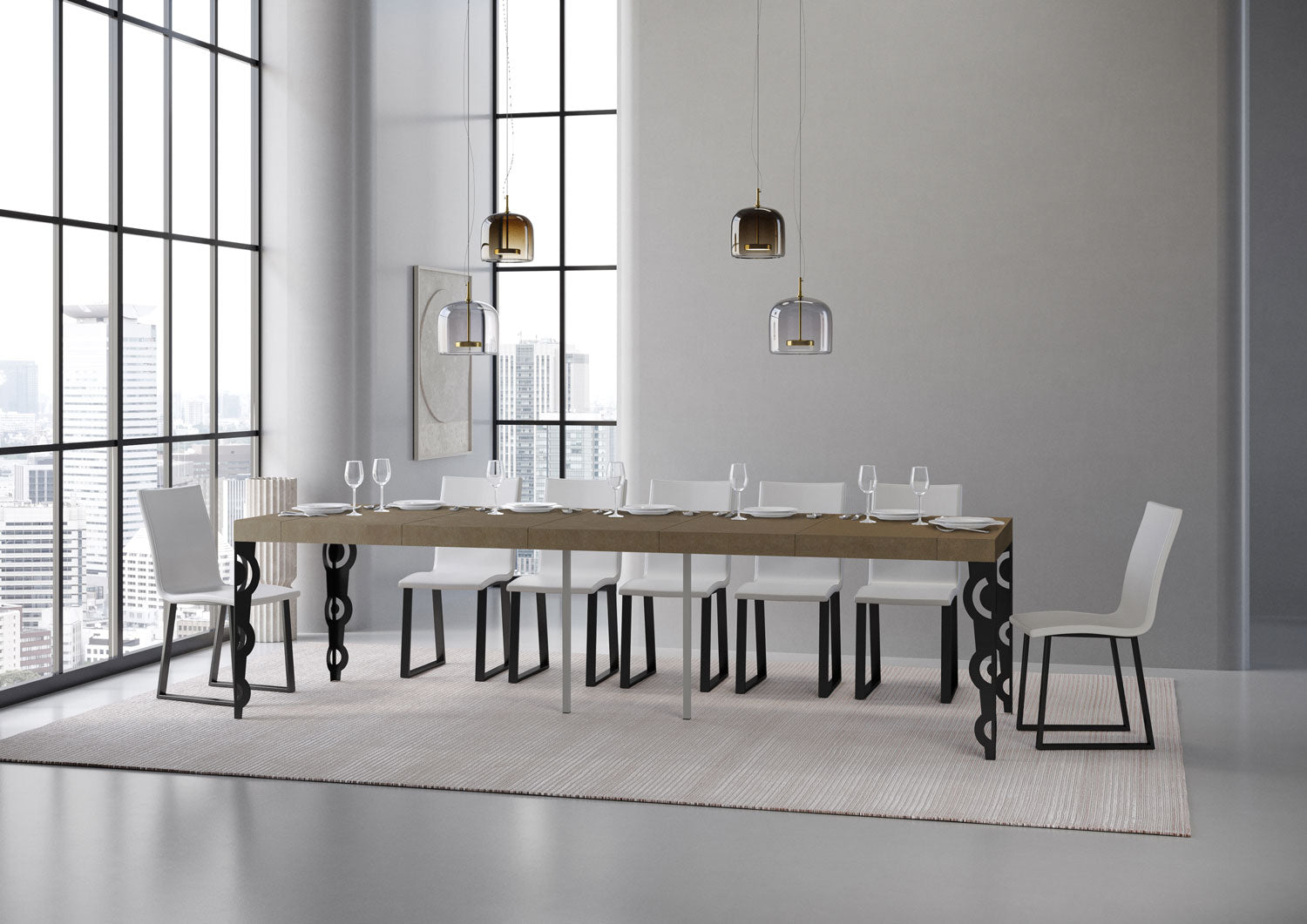 Consolle allungabile 90x40/300 cm Karamay Premium tortora