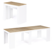 IDMarket - Consolle allungabile ORLANDO, 10 persone, 235 cm, finitura legno bianco e faggio