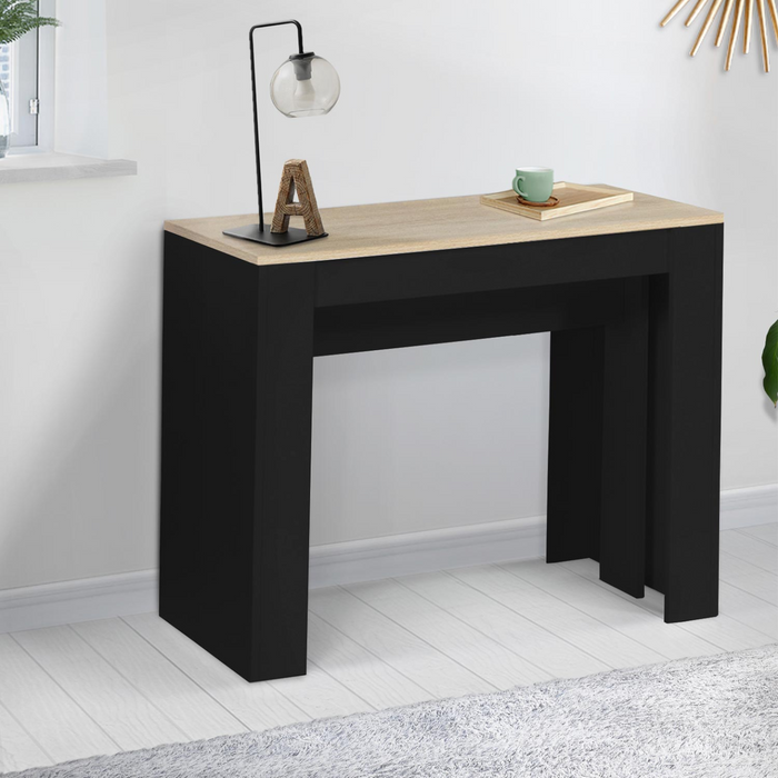 IDMarket - Consolle allungabile ORLANDO, 10 persone, 235 cm, finitura legno nero e faggio