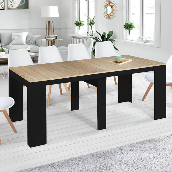 IDMarket - Consolle allungabile ORLANDO, 10 persone, 235 cm, finitura legno nero e faggio