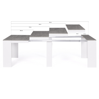 IDMarket - Consolle allungabile ORLANDO, 10 persone, 235 cm, legno bianco ed effetto cemento