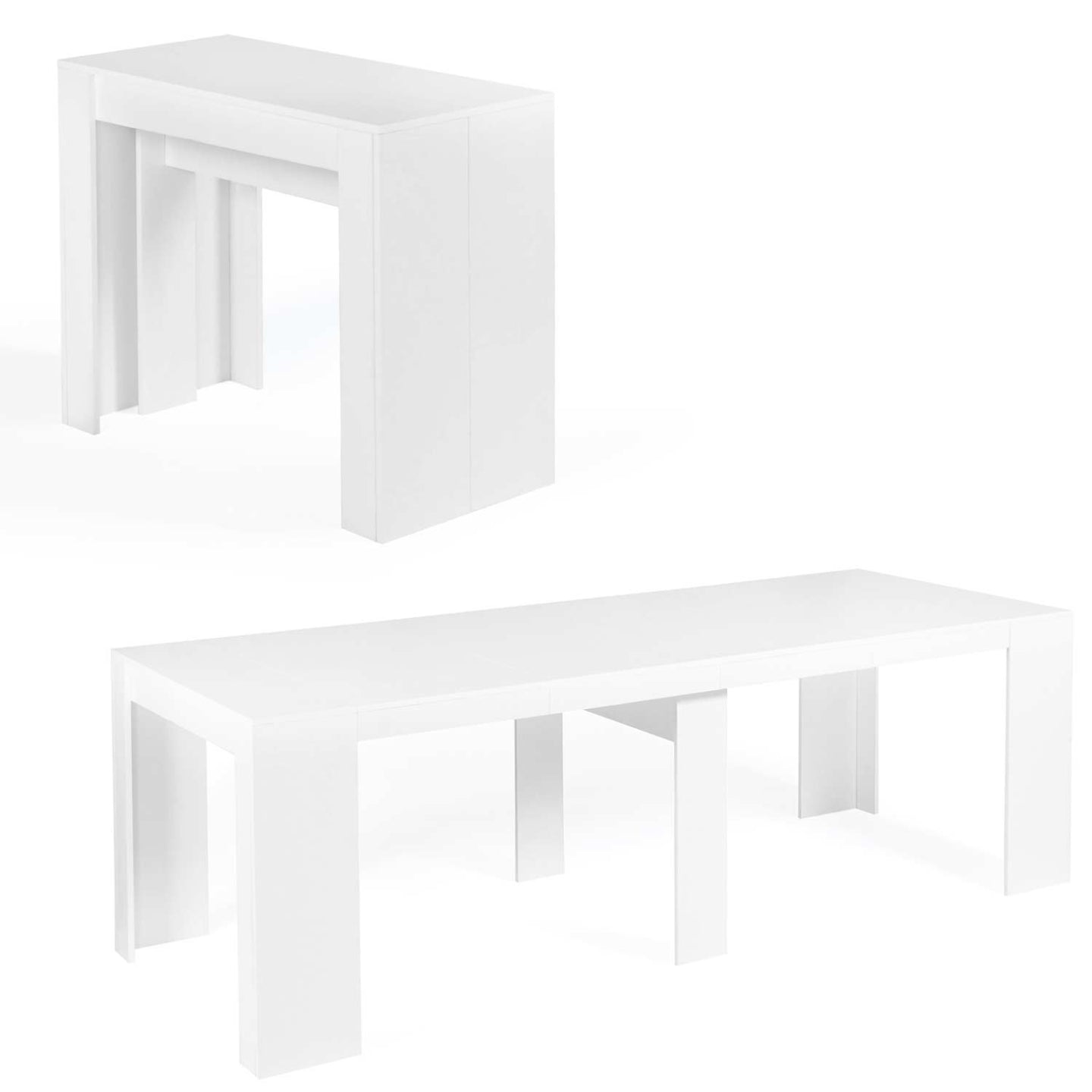 IDMarket - Consolle allungabile ORLANDO, 10 posti, 235 cm, legno bianco