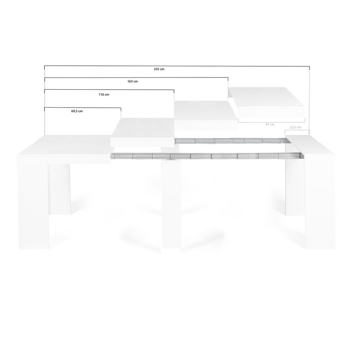 IDMarket - Consolle allungabile ORLANDO, 10 posti, 235 cm, legno bianco