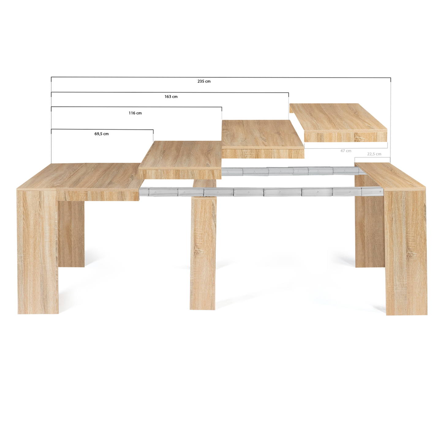 IDMarket - Consolle allungabile ORLANDO, 10 posti, 235 cm, legno effetto faggio